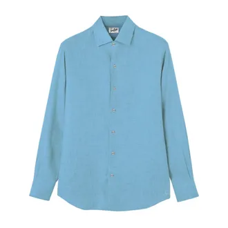 MC2 Saint Barth Casual Shirts, male, Blue, Size: XL Raphael Linen Shirt