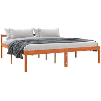 vidaXL Bed Frame with Headboard Wax Brown 200 x 200 cm Solid Pine Wood vidaXL