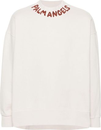 Palm Angels logo-print cotton sweatshirt - men - Cotton - L - Neutrals