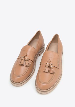 Wittchen Dames Leren Loafers met Kwastjes, Beige, Natuurlijk Leer
