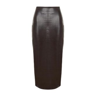 Wolford Rokken, Dames, Bruin, XS, Leer, Kokerrok met krokodillenprint van imitatieleer