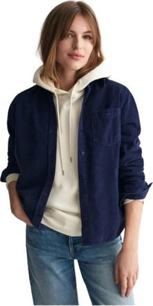 GANT Corduroy Overhemdjas - Dames - Zomerjassen - Blauw - 3XL - Katoen - Jassen