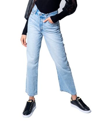 Levi's Womens GBLevis ribcage high waist straight fit jeans middle road - Blue Denim - Size 26W/29L