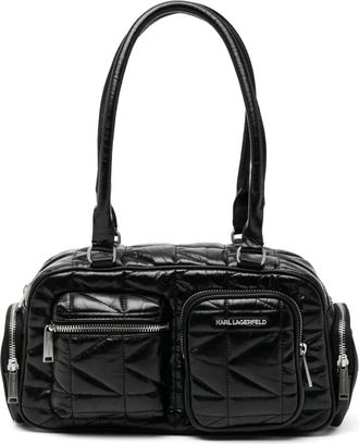 Karl Lagerfeld Kkuilt Pockets MD Bowling bag - Zwart
