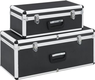 vidaXL Cajas De Almacenamiento 2 Unidades Aluminio Negro Vidaxl