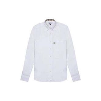 Aquascutum Casual Shirts, male, White, Size: 2XL Denim Shirt with Pocket Long Sleeve