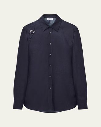 Alexander McQueen Mens T-Bar Harness Denim Shirt