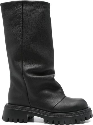 Gisèl moirè 40 mm slouchy laarzen van kalfsleer - Zwart