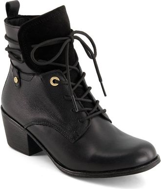 Andrea Womens Leather Lace Up Ankle Booties In Black
