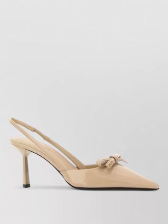 Prada leather pumps pointed toe mid heel bow