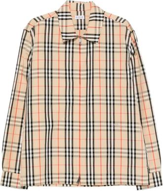 Burberry Jack met rits vooraan en ruit - Heren - Casual Overhemden - Veelkleurig - L - Overhemden