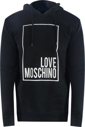 Moschino Mens Love Box Logo Black Hoodie Cotton - Size X-Large
