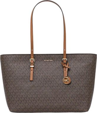 Michael Kors Leren schoudertas met logohanger - Dames - Shoppers - Bruin - ONE Size - Tassen