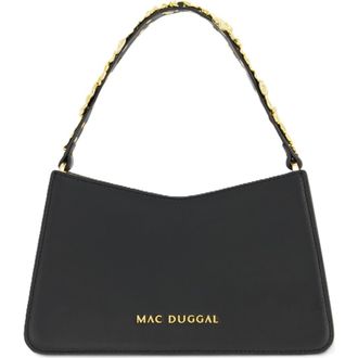 Mac Duggal Gold Floral Strap Nappa Leather Shoulder Bag in Black at Nordstrom