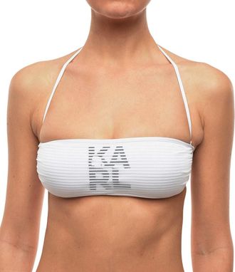 Karl Lagerfeld White Logo Bikini Top Swimwear