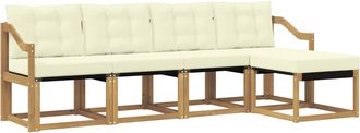 vidaXL Conjunto De Sof&aacute;s De Exterior 5 Uds. Blanco Y Crema Vidaxl