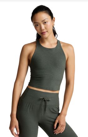 Beyond Yoga Spacedye Refocus Cropped Tank In Dusty Forest Heather