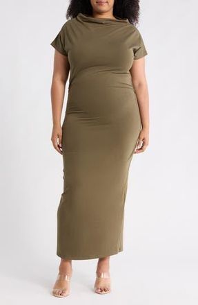 Renee C Off the Shoulder Ruched Dress in Olive at Nordstrom Rack, Size 1X