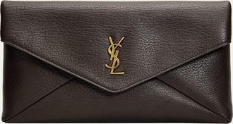 Saint Laurent Cassandre Large Leather Envelope Clutch