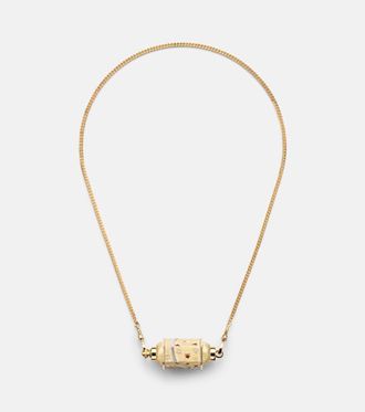 Marie Lichtenberg Milky Way 18kt gold locket necklace with diamonds and rubies