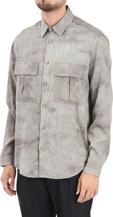 Yes London Grey Abstract Viscose-Blend Shirt