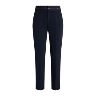Liu Jo Straight Trousers, female, Blue, Size: 2XL Trousers with Branded Waistband