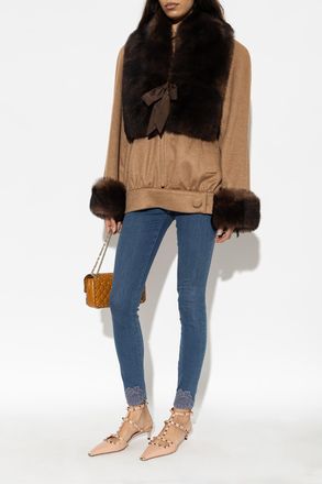 Valentino Garavani Jeans With Lace-trimmed Legs, Womens, Blue