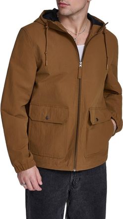 Levi's Water Resistant Hooded Nylon & Cotton Jacket in Worker Brown at Nordstrom, Size Xx-Large