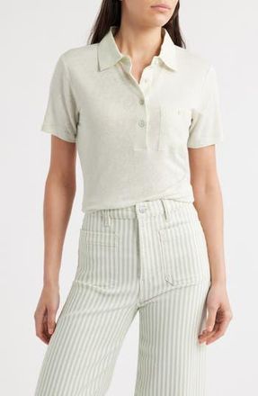 Frame Denim The Caddy Stretch Linen Polo in Soft Mint at Nordstrom Rack, Size X-Small
