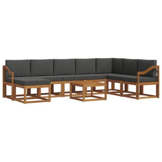 vidaXL Conjunto De Sof&aacute;s De Exterior 9 Pcs Natural Y Antracita Vidaxl
