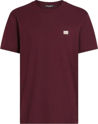 Dolce & Gabbana T-shirt met logo-plaque - Heren - T-shirts - Rood - L - Katoen - Tops