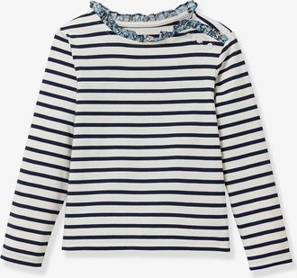 Cyrillus M&auml;dchen Ringelshirt mit R&uuml;schen-Details CYRILLUS marine
