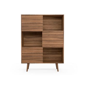 HERDASA Librer&iacute;a, Aparador De La Colecci&oacute;n Nordic (881), En Melamina Con Pies De Madera De Haya. Nogal