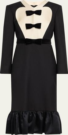 Valentino Garavani Bow Tuxedo Ruffle Midi Dress