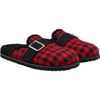Vivaia Round-Toe Wool Slippers in Ruby Red Plaid at Nordstrom, Size 6.5
