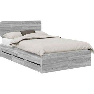 vidaXL Bed Frame with Drawer Grey Sonoma 120 x 190 cm Engineer Wood vidaXL