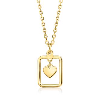 RS Pure by Ross-Simons Italian 14kt Yellow Gold Framed Heart Necklace