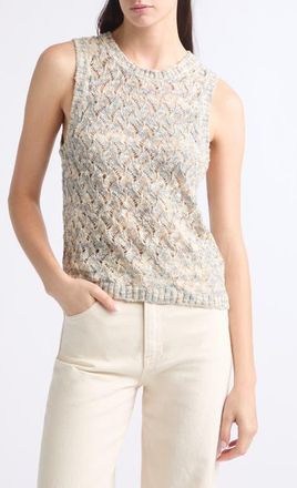 Veronica Beard Jerrel Semisheer Cotton Blend Tank in Dove Multi at Nordstrom, Size X-Small