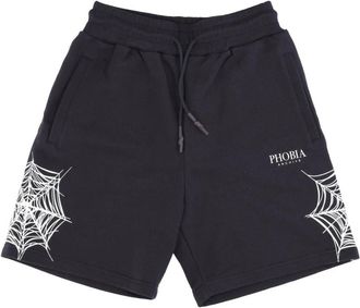 Phobia Archive Cobweb Print Shorts - Heren - Korte Broeken - Zwart - XL - Katoen - Korte Broeken