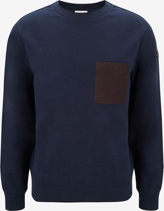Moncler Rundhals-Sweatshirt mit aufgesetzter Leder-Brusttasche M