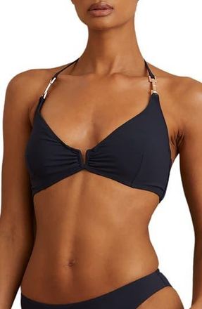 Reiss Millie Hardware Triangle Bikini Top in Navy at Nordstrom Rack, Size 2