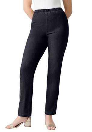 Roaman's Plus Size Comfort Stretch Straight Leg Jean in Indigo Wash at Nordstrom, Size 40