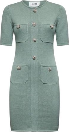 Silvian Heach Aansluitende jurk met decoratieve knopen - Dames - Kleedjes - Groen - XS - Wol - Kleedjes