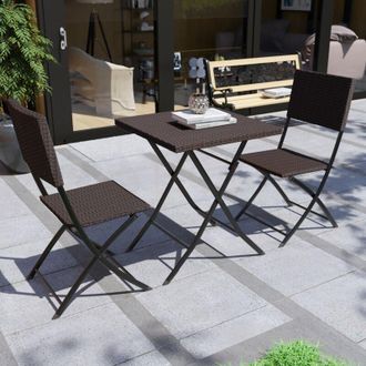 Home Discount Capri 3 Piece Rattan Bistro Set Garden Patio Furniture Outdoor 2 Seater Table & Chairs Set, Brown