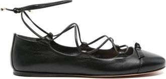 Alexandre Birman Leren Ballerinas met Vetersluiting - Dames - Ballerinas - Zwart - 39 EU - Leer - Schoenen