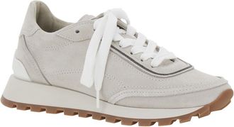 Brunello Cucinelli Womens Low Top Sneakers Grey Suede Trainers