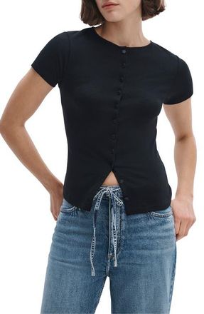Rag & Bone The Knit Button T-Shirt in Black at Nordstrom, Size X-Small