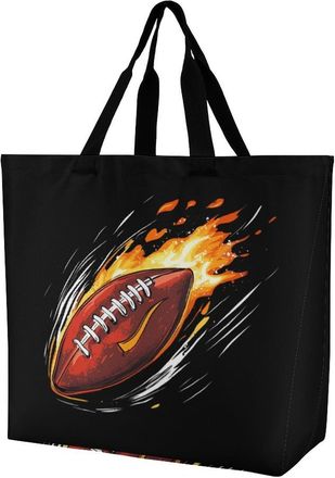Generic Rocket Football Reusable Shopping Bags Large Capacity Grocery Bag Heavy Duty Tote for Women 40x40x16cm