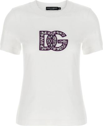 Dolce & Gabbana White Maiolica logo patch t-shirt