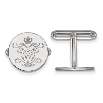Diamond2Deal Sterling Silver Rhodium-plated College of William and Mary Cuff Links